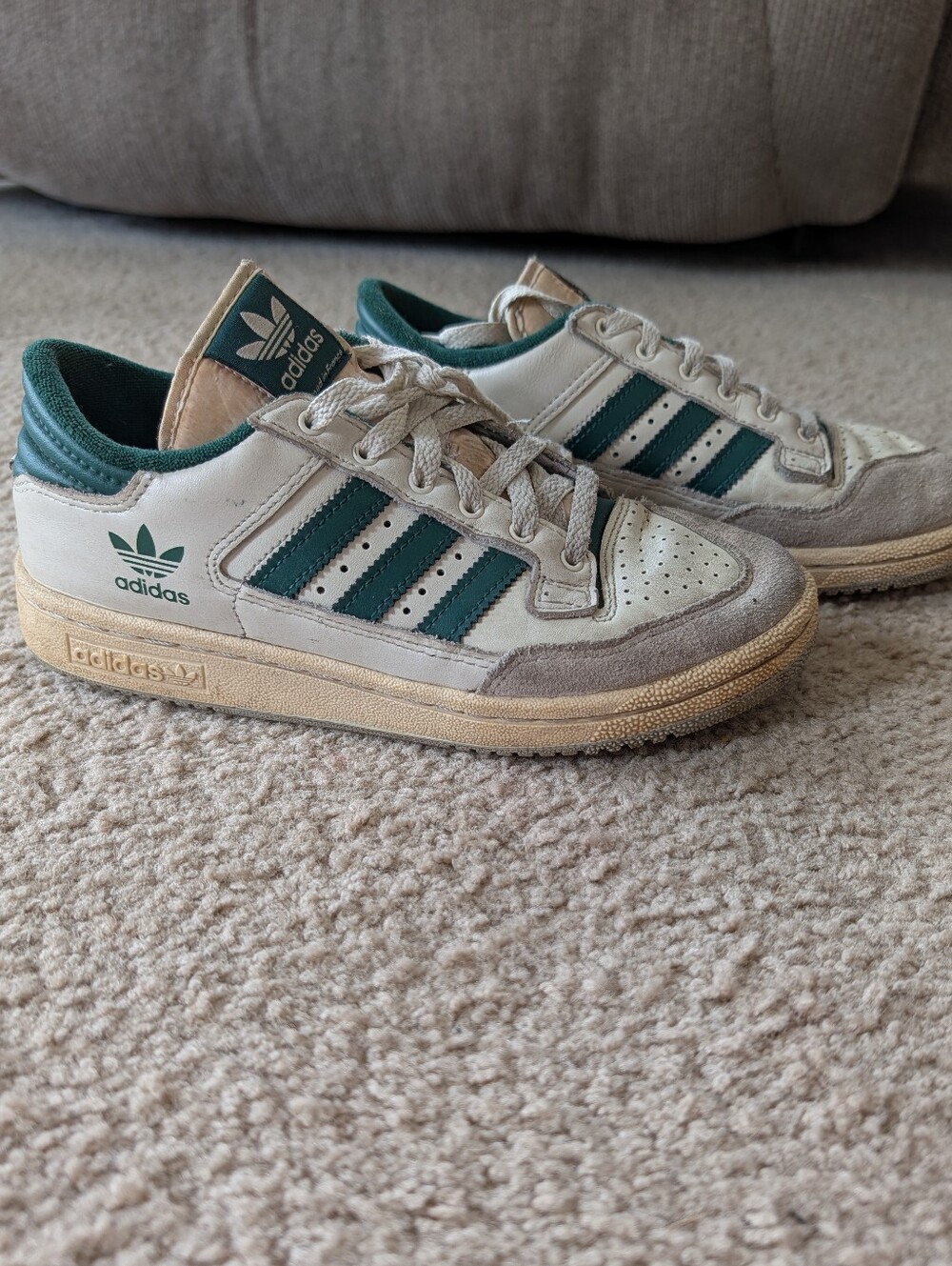 adidas Low-Top Sneakers in White and Dark Green